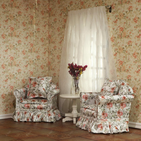 Set 1/12 2 iLAND Dollhouse Furniture of Miniature Couch The Great Doll House Furniture for Accessories, Elegant Rose