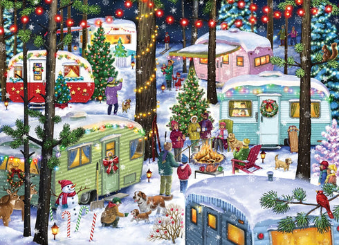 1000 Count Jigsaw Puzzle Advent Calendar Pieces - Camping for Christmas by Vermont Christmas Company - Jigsaw Puzzles