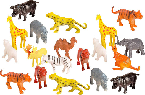 Mini Animals Jungle Party Pack - 100 Piece Bulk Set of Plastic Wild Mini Educational Animal Toys for Kids Party Favors