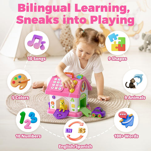 1 1-2 12-18 1 Talkfun Montessori Toy for Year Old Girl Gifts, Musical Bilingual Educational Toddler Toy Age Yr Month