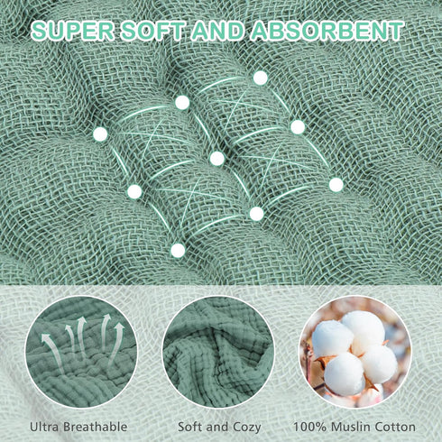 Accmor 2 Pack 100% Hooded Baby Towels, Muslin Cotton Bath Towel for Babies, Newborn, Infant and Toddler, Absorbent Soft