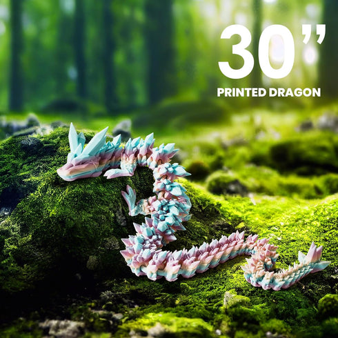 30'' 3D 3D Figurines(Mixcolor1,30inch) Printed Dragon - Printed Toys, Articulated Crystal Dragon Large Rainbow Animal