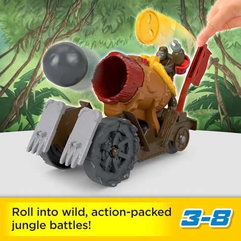 Fisher-Price Imaginext Preschool Toys Gorilla Cannon Launcher 4-Piece Poseable Figure Set for Pretend Play Kids Ages 3+ Years