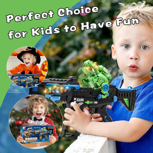 DaoDaoZhu 3 4 5 6 7 Dinosaur Light Up Toy Gun with Sound Effects, Noise-Making Gun Toys for Kids Indoor/Outdoor Play