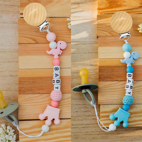 20 Pieces Wood Pacifier Clips Teething Grasping Toy Suspender Clips Natural Beech Wood Pacifier Clip Holder Charm DIY