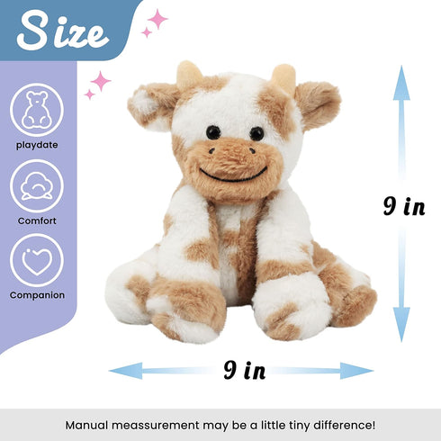 Hopearl Adorable Plush Cow Toy - Floppy Dairy Cattle Soft Stuffed Animal, Cute Birthday Gift for Kids