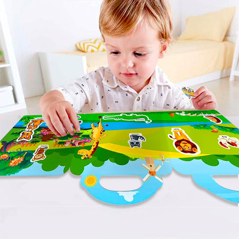 Reusable Sticker Book for Kids, Animal Stickers Activity Books, Educational Travel Toys for Toddler Girls Boys