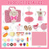 Set Set 3-8 HAPGFS Pink Pretend Afternoon Tea Party with Storage Basket, Play Food & Accessories for Girls, Tea Party
