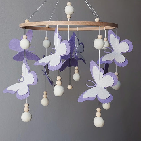 Handmade Purple Butterfly Crib Mobile for Baby Girls