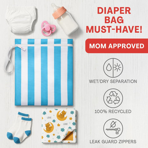 Bodysurf Wet Bags for Baby, Kids, Toddlers, Pump Parts, Cloth Diapers, Dirty Laundry - Wet Bag for Swimsuit, Beach