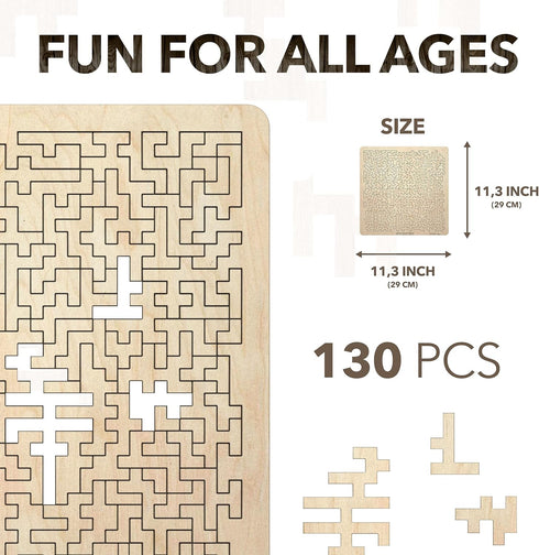 Mind Bending Wooden Jigsaw Puzzle, Aztec Labyrinth - Expert Level Gift for Adults and Kids, 130 Pieces