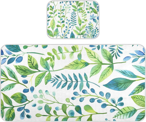 SyXIOP Blue-Green Leaves Cooling Baby Waterproof Crib Mattress Cover 28" x 52" Breathable