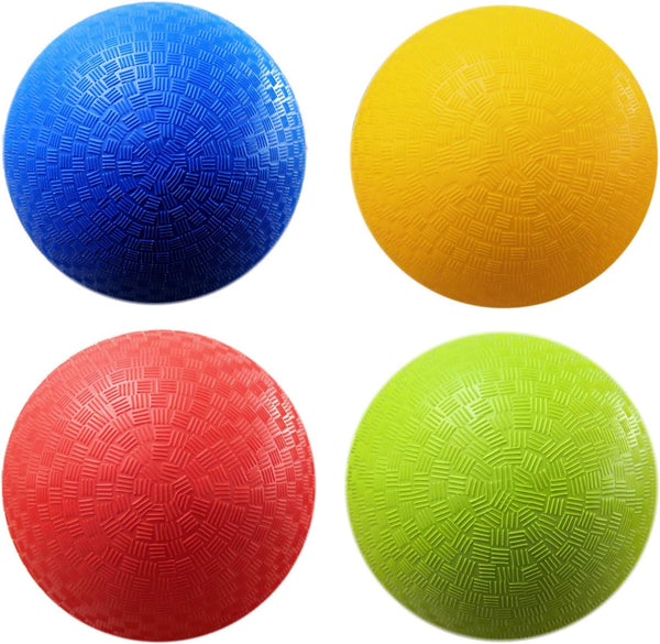 AppleRound 8.5-inch Dodgeball Playground Balls, Pack of 4 Balls with 1 Pump for Dodge Ball and Handball