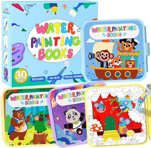 BATHKITS Reusable Water Painting Book for Kids - 3 Pack Magic Water Coloring
