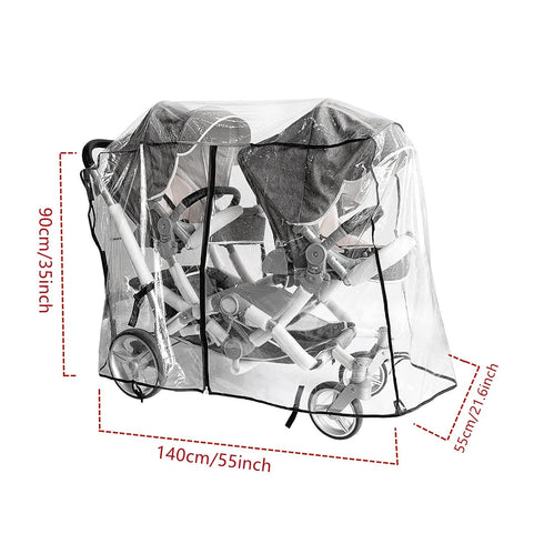 Ezkindheit Double Stroller Rain Cover,Rain Cover for Double Tandem Stroller,Big Size Universal Rain and Wind Cover