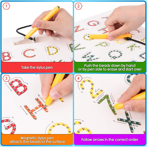 Magnetic Alphabet Tracing Board - double sided letters & numbers Magnetic Tracing Board, ABC magnets learn to write