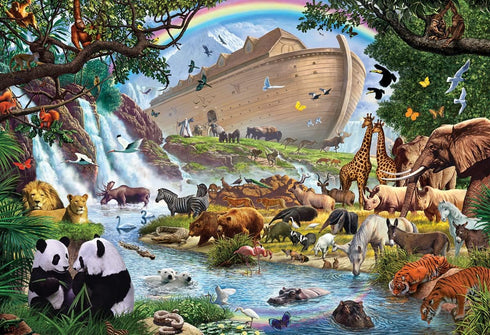 Vermont Christmas Company 100 Piece Noah's Ark Jigsaw Puzzle, Large Pieces for Kids and Seniors