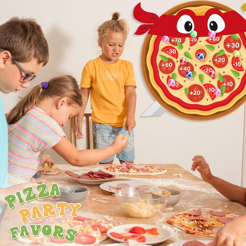 Pizza Party Game Turtle Party Favors, 24 x 22 Pizza Dart Board with 18 Sticky Balls for Birthday Supplies