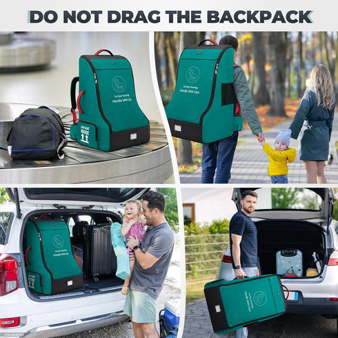 Backpack RAINSMORE Padded Car Seat Travel Bag for Airplane Heavy Duty Car Seat for Air Travel Baby Carseat Cover Bags