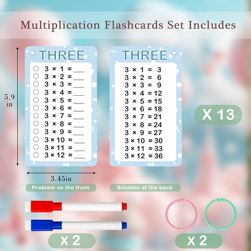 0-12, Flashcards,13 2 2 1st 3rd Slapaflife Multiplication Flash Cards Times Table Pcs Flash Cards with Dry Erase