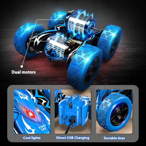 Excitobo 4 5 6 7 8 9 10 11 12 360Flip 4WD 4-12 Remote Control Car,RC Cars for Year Old Boy Double Sided Rechargeable
