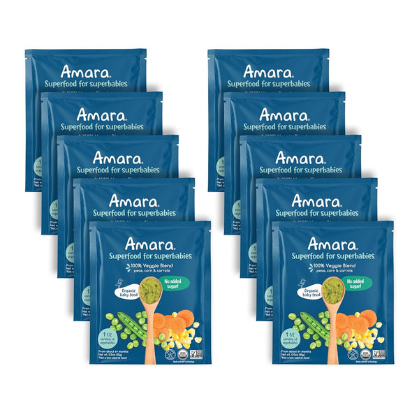 Amara Organic Baby Food - Stage 2 - Peas, Corn & Carrots