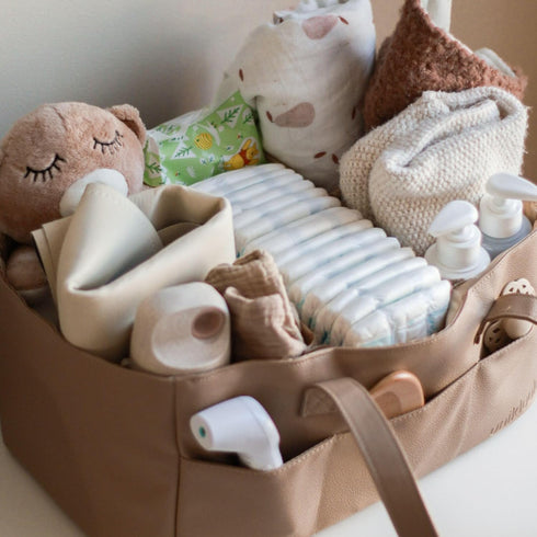 Uniklook Baby Diaper Caddy - Faux Leather -Nursery Storage Bin and Car Organizer for Diapers and Baby Wipes Stylish
