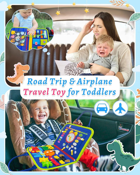 Busy Board Montessori Toys for 1-4 Year Old Boys & Girls, Sensory Educational Travel Toys for Fine Motor Skills
