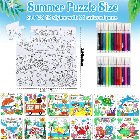 ERTIUANIO 24 Set Summer Summer Arts and Crafts for Kids Adults Bulk, Hawaiian Activities DIY Puzzle Kit with Beach