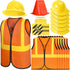 Geyoga 24 Pcs Kids Construction Worker Costumes Set Includes 6 Pcs Construction Vest,