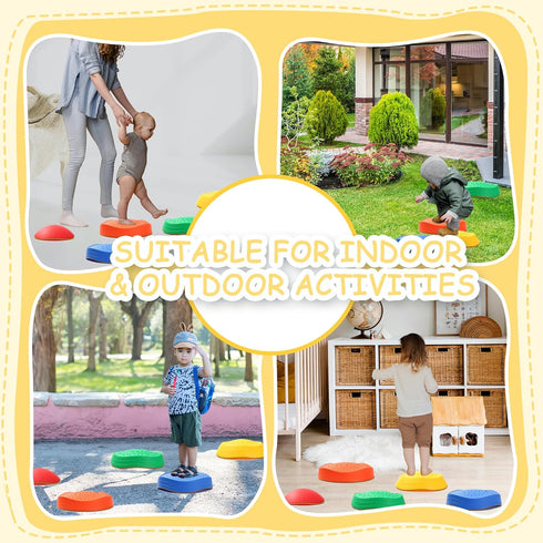 Balance Stepping Stones for Kids - 5pcs Non-Slip River Stones for Indoor and Outdoor Coordination Games