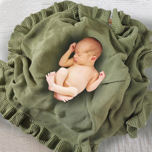 Knit Baby Blanket, 30"x40" for Newborn Girl and Boy, Soft Knitted Receiving Swaddle Blanket, Baby Shower Gifts (Pink)