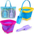 Collapsible Beach Buckets for Kids, 2 Packs Foldable Sand Buckets and Shovels