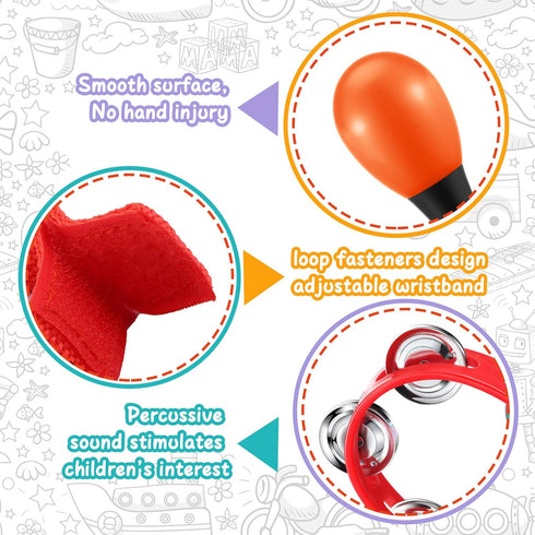 36 Set Silipull Pcs Shaker Musical Instruments for Kids Early Music Learning Toy Bulk Egg Shaker Wrist Hand Band Bells