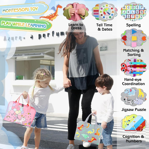 Esjay Toddler Busy Board Montessori Toys for Boys Girls, Sensory Book Educational Activities for Learning Fine Motor