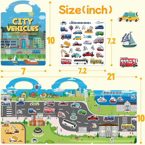 3-6, Reusable Sticker Book for Toddlers Jelly Stickers for Kids, Sticker Activity Book Travel Toys for Car & Airplane