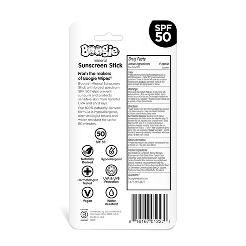 Baby Sunscreen Stick by Boogie Block - Mineral SPF 50 Sunblock for Kids, Travel Size, Water Resistant, Pack of 3