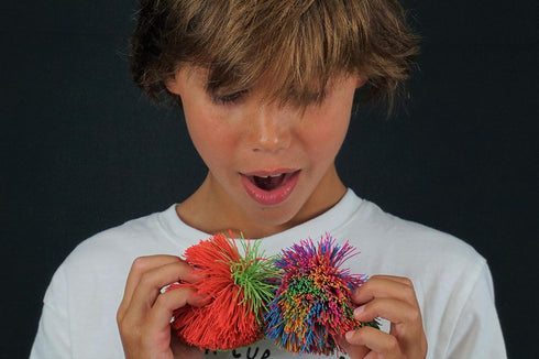 JA-RU Bandy Ball, 3" Fidget Ball with String & Spike, Random Color, Stress Relief Sensory Toy for Kids & Adults