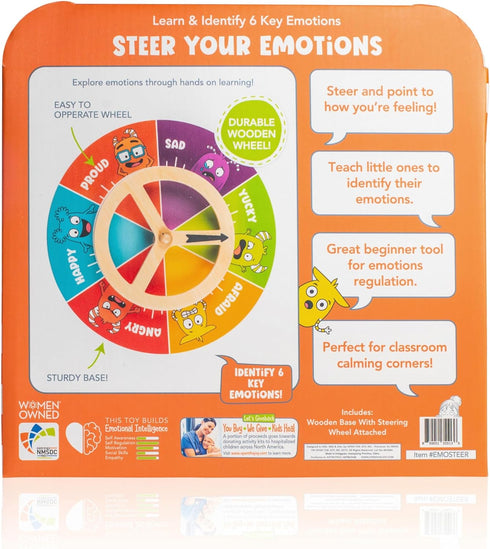 3+ Open The Joy Steer Your Emotions Wheel Wooden Emotional Regulation Steering Toy for Kids | SEL Tool for Toddlers