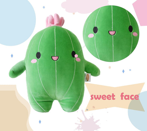 BABOLI Cuddly Cactus Stuffed Plant Pillow with Smile Face, 22.7 Inches Plush Toy for Kids and Gifts