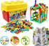 burgkidz STEM Learning Pipe Tube Toy, 188 Pcs Educational Building Blocks with Wheels Baseplate