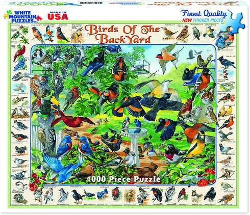 White Mountain Puzzles Birds of the Backyard - 1000 Piece Jigsaw Puzzle
