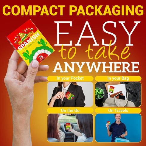 Spanish Conversational Phrase Flash Cards - 75 Beginner Sayings for Travel, Educational Language Learning