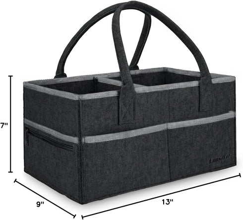 Baby Co. Diaper Caddy - Black, 36 x 22 x 18cm, Car Organizer for Diapers and Wipes, Gift for Newborns