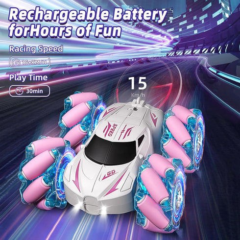 RC Stunt Car - 2.4GHz 4WD Gesture Sensing Remote Control Car, Double-Sided 360° Flips for Boys Age 6-12