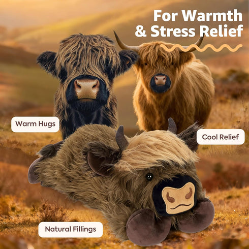 20 inch Onsoyours Original Weighted & Heatable Highland Cow Stuffed Animals, Microwavable Plushies for Stress Relief
