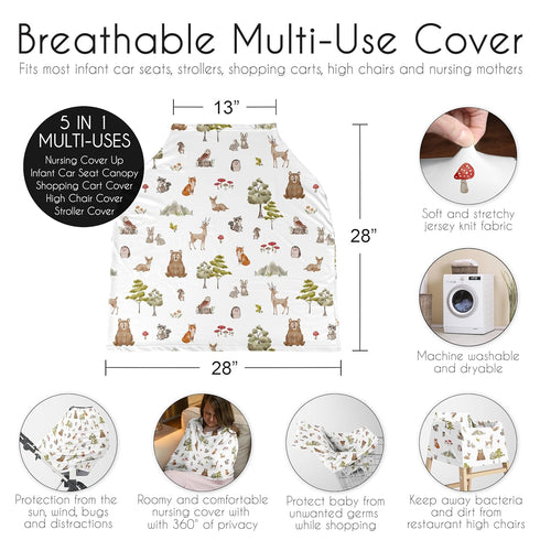 Sweet Jojo Designs Woodland Forest Animals Boy Girl Unisex/Gender Neutral Infant Baby Car Seat Cover Nursing