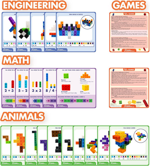 STEM Cubes, 100+ Math Manipulatives for Kids Ages 4-8, 4-in-1 Educational Games for Learning Through Play