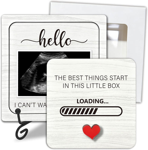 Ivory White Wooden Pregnancy Announcement, Something Beautiful Is Loading, Ultrasound Frame Keepsake
