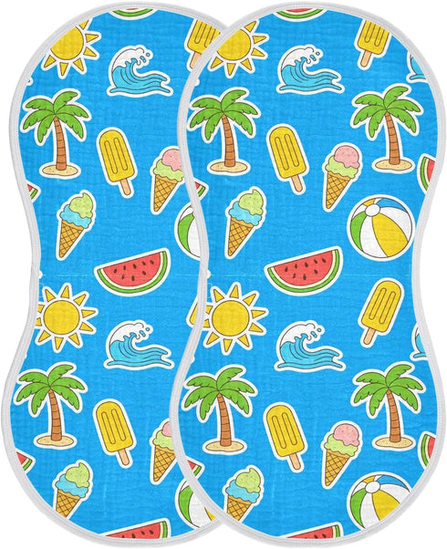 decor gift Summer 4 Pack 22x11in Cotton Burp Cloths Baby Soft and Absorbent? Watermelon Palm Waves Baby Rags for Babies